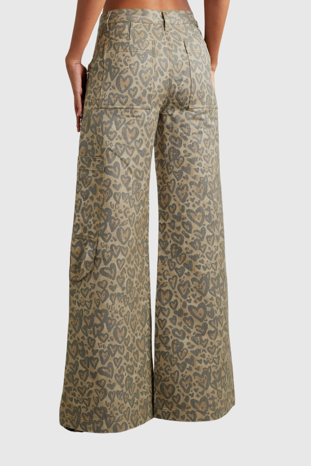 Monica Leopard Rhinestone Cutout Jeans