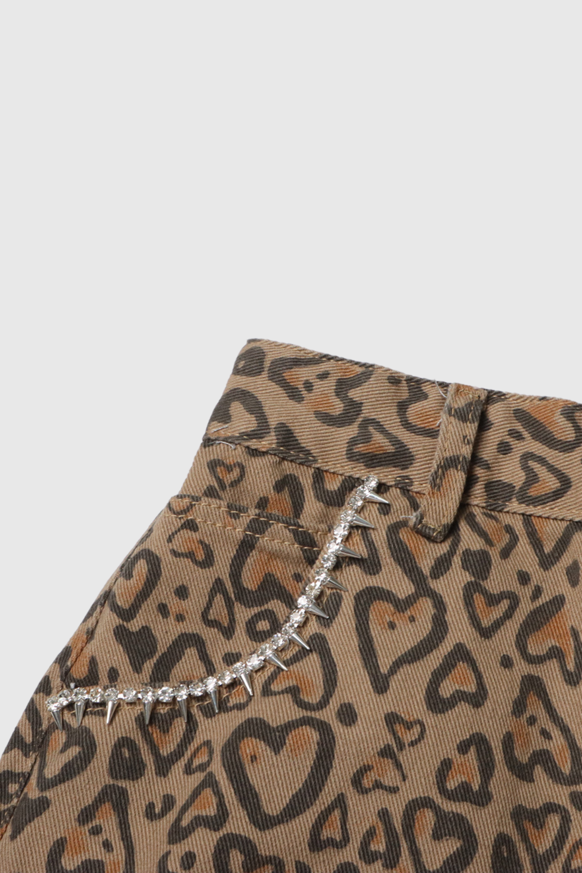 Monica Leopard Rhinestone Cutout Jeans