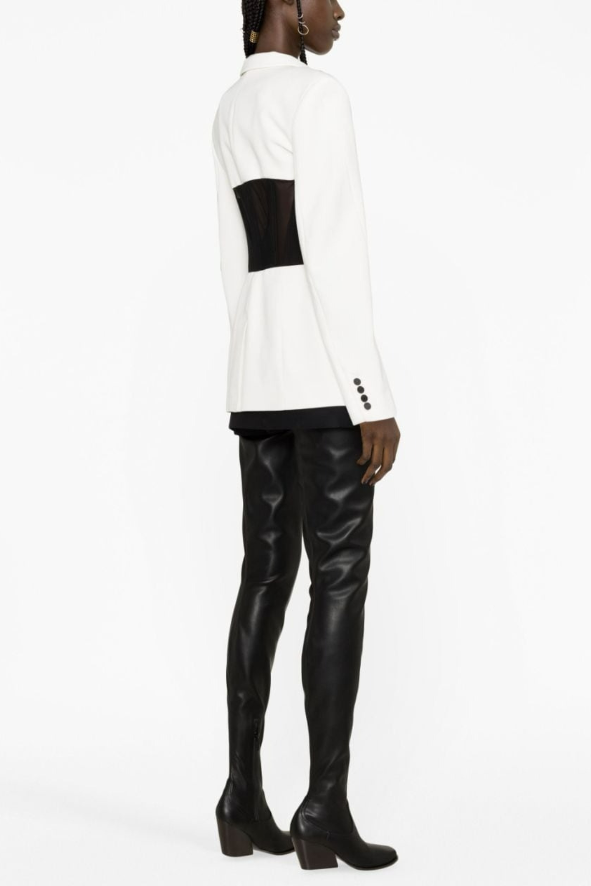 Kamryn Paneled Mesh Blazer - White