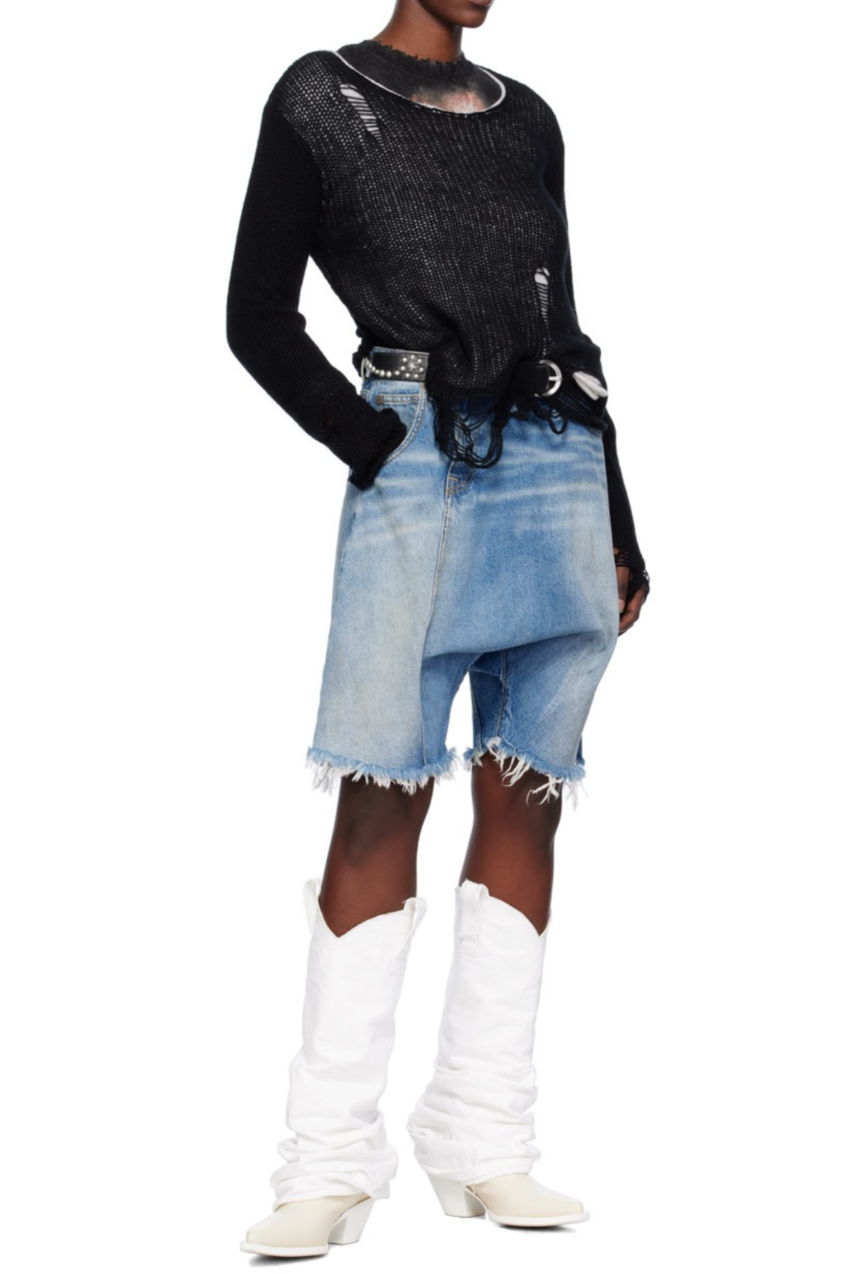Natelie Blue Twister Denim Shorts