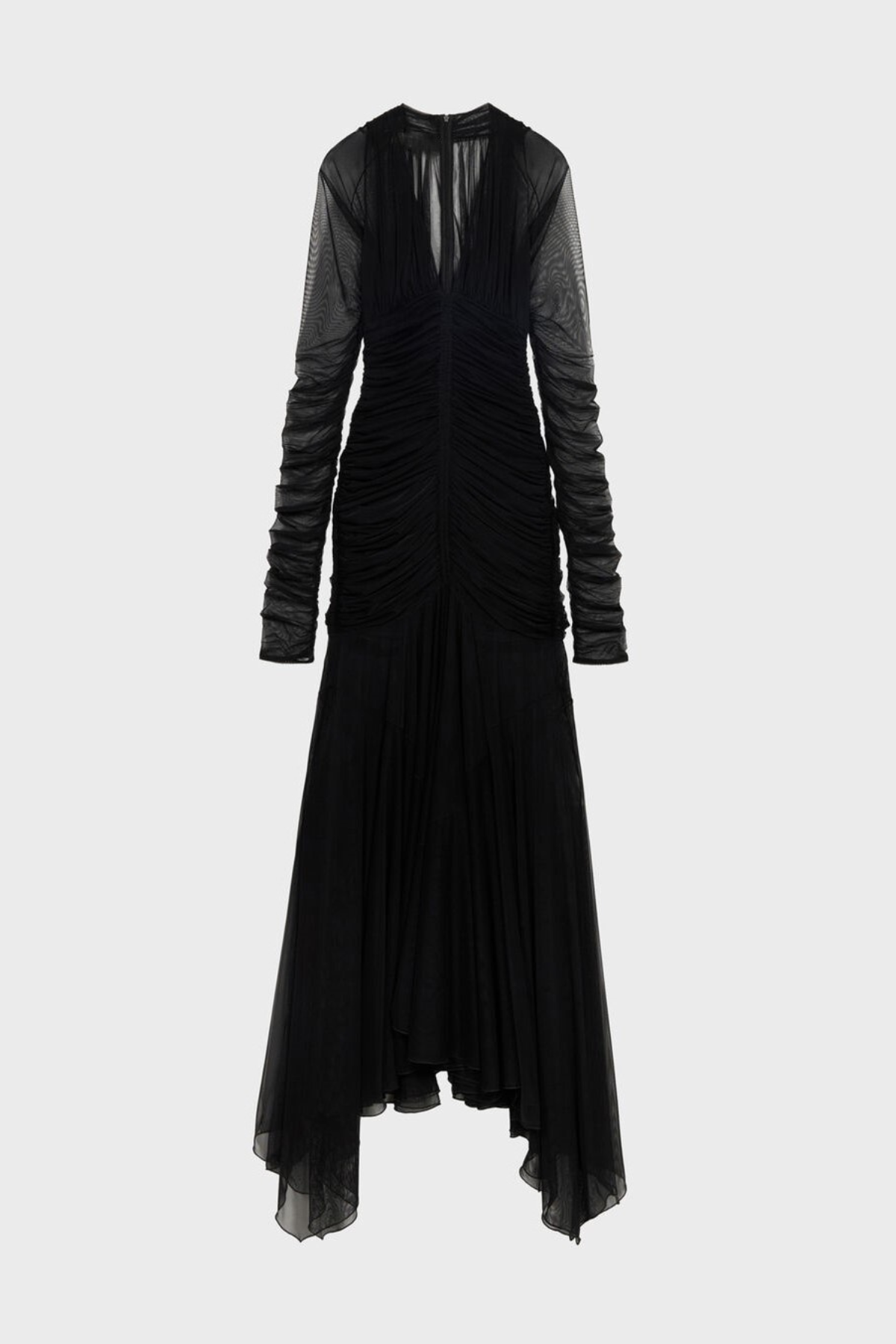 Ailana V-Neck Ruched Tulle Maxi Dress