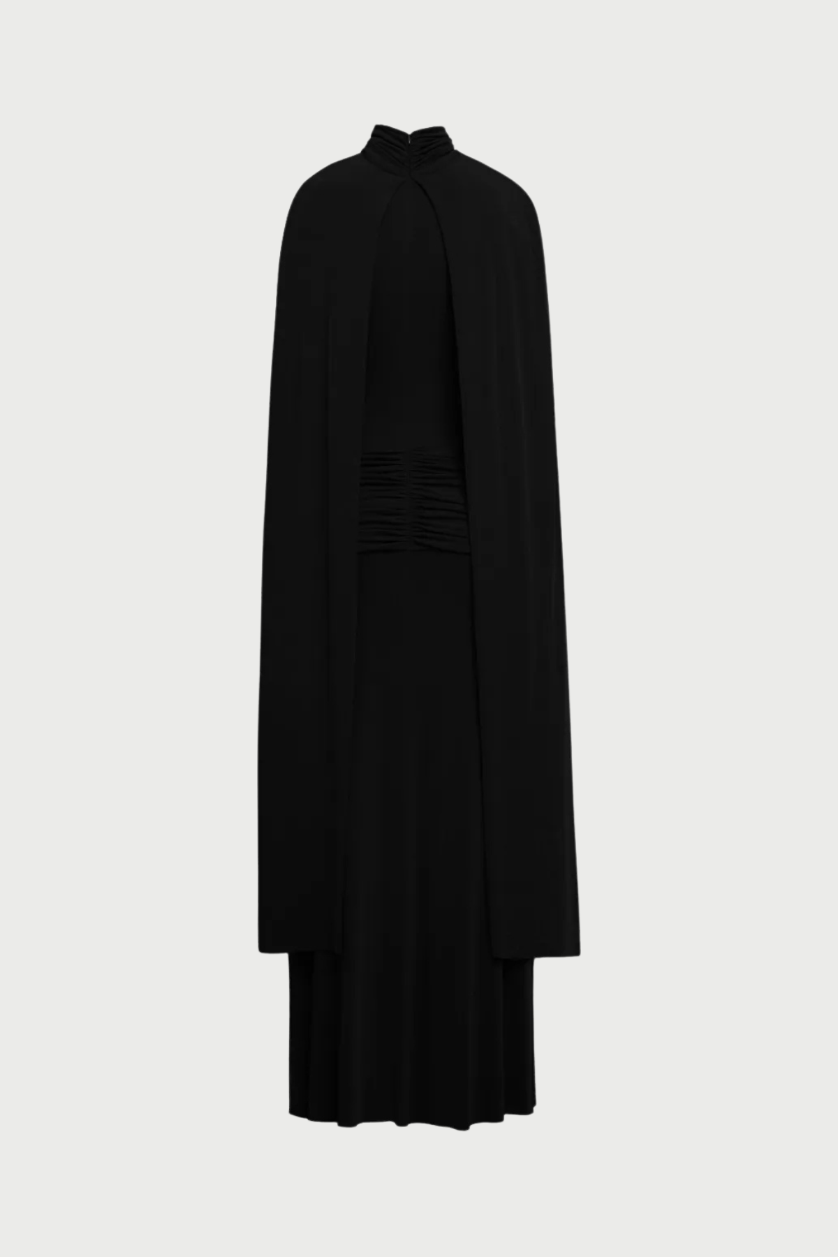 Amalia Ruched Shawl Maxi Dress - Black