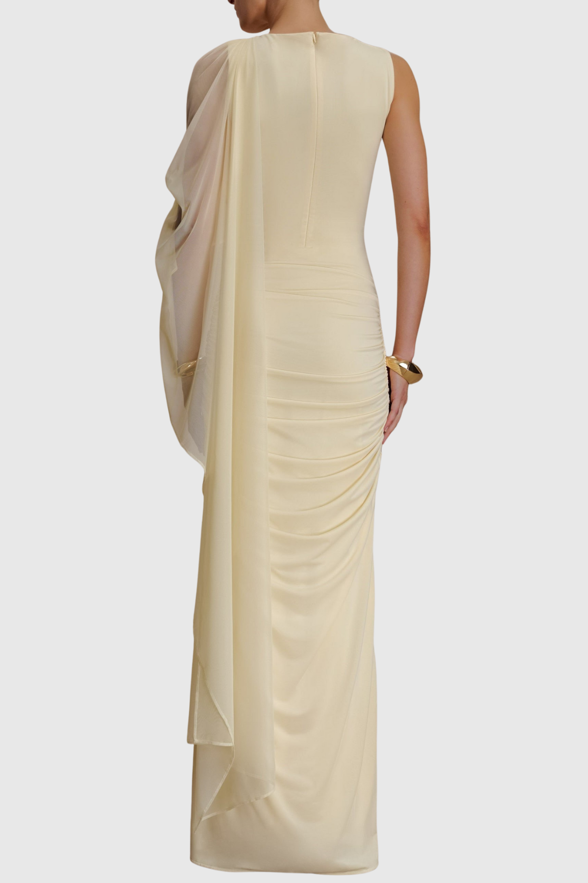 Arta Asymmetrical Ruched Maxi Dress - Yellow