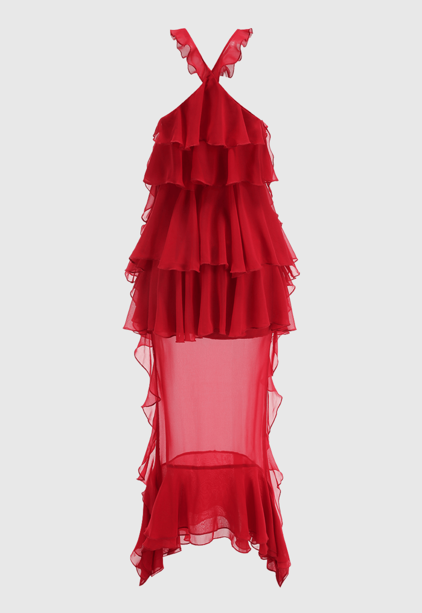 Bedelia Floral Halter Chiffon Ruffle Midi Dress