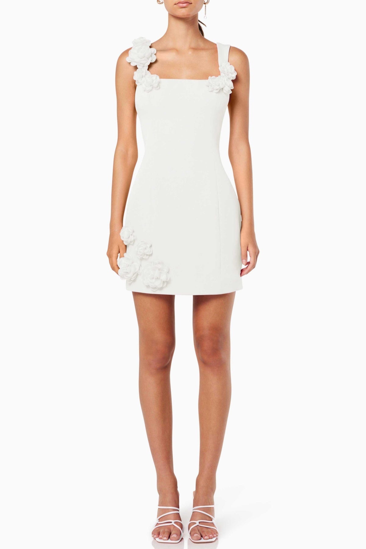 Dilanne Floral Appliqué Mini Dress - White