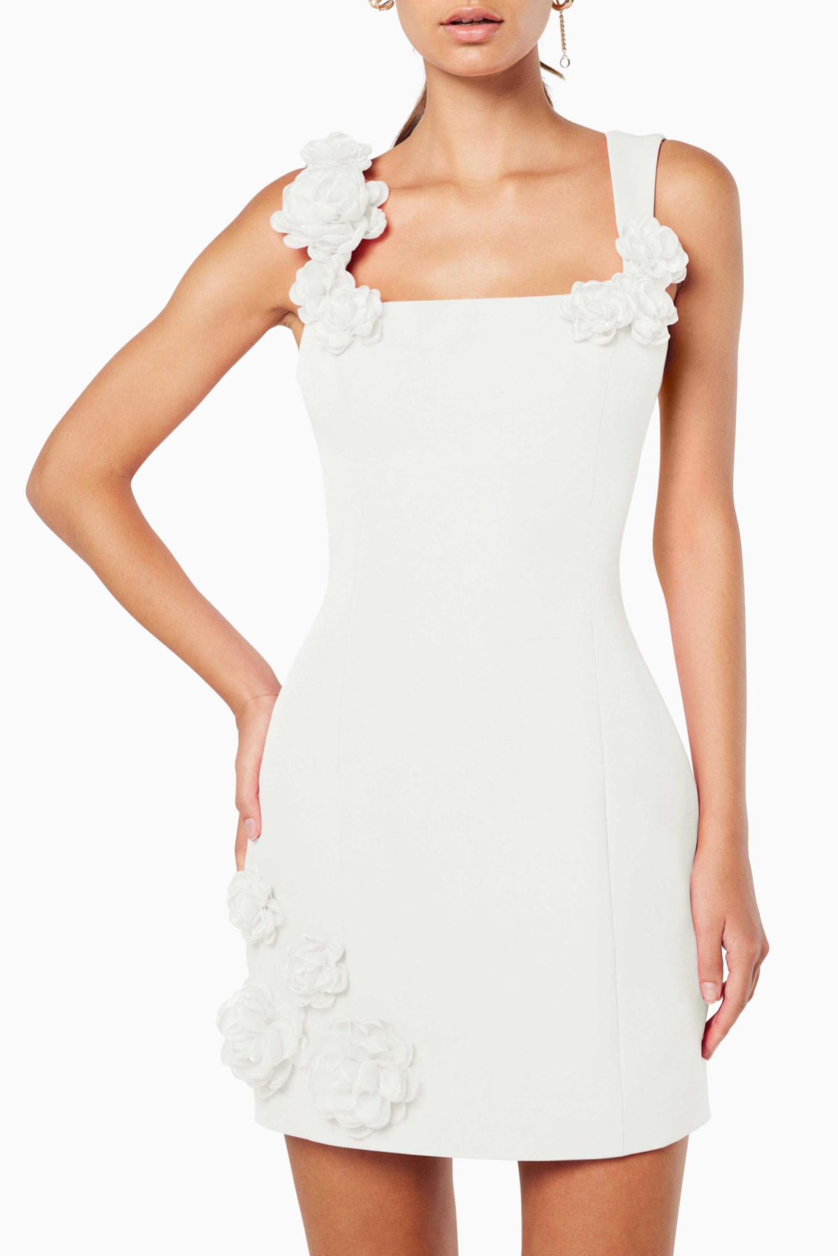 Dilanne Floral Appliqué Mini Dress - White