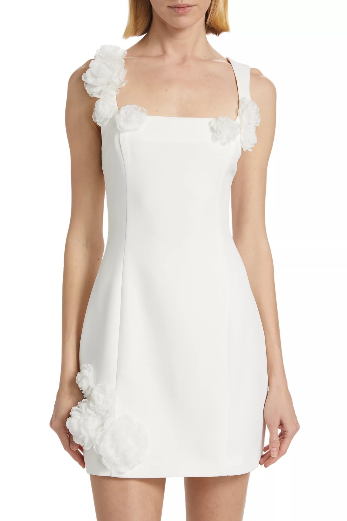 Dilanne Floral Appliqué Mini Dress - White