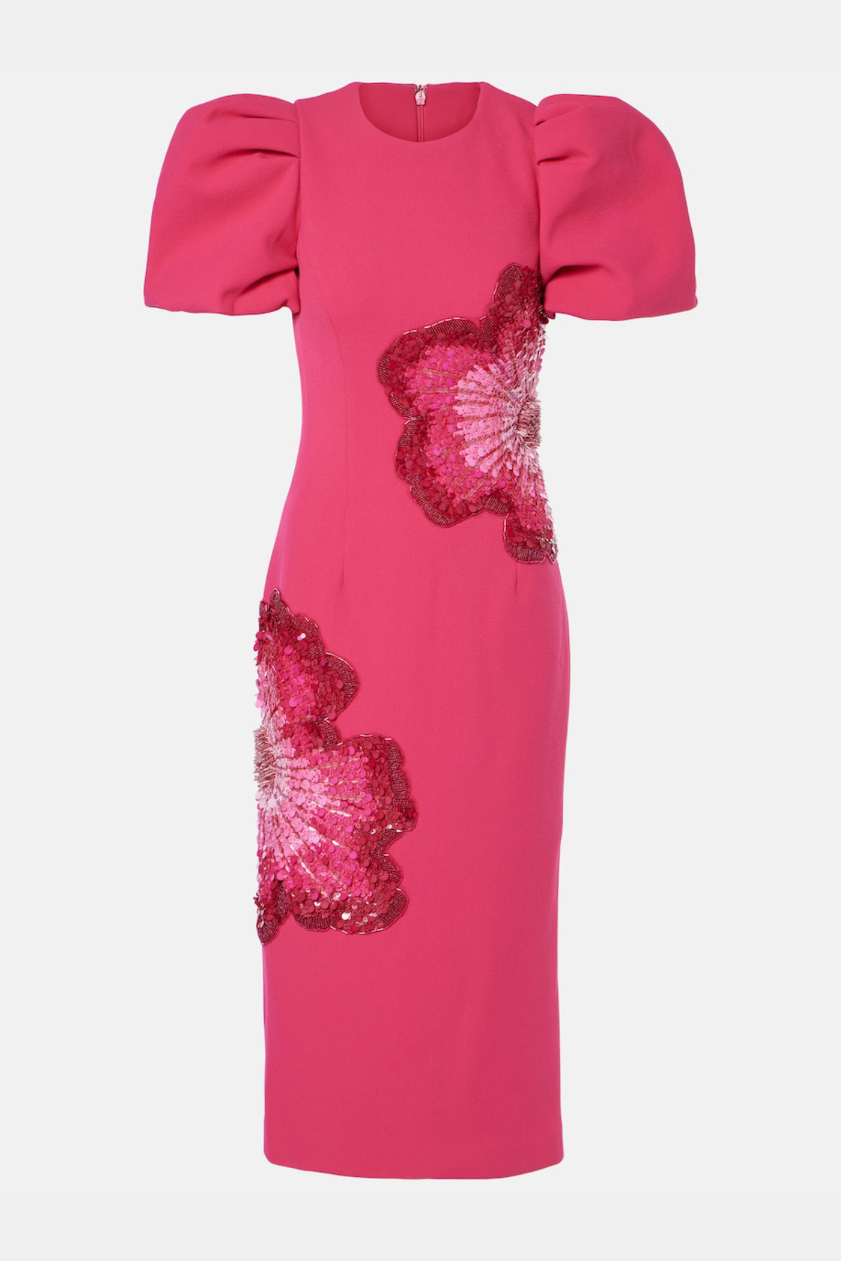 Ereni Puff Floral Sequin Embellished Midi Dress