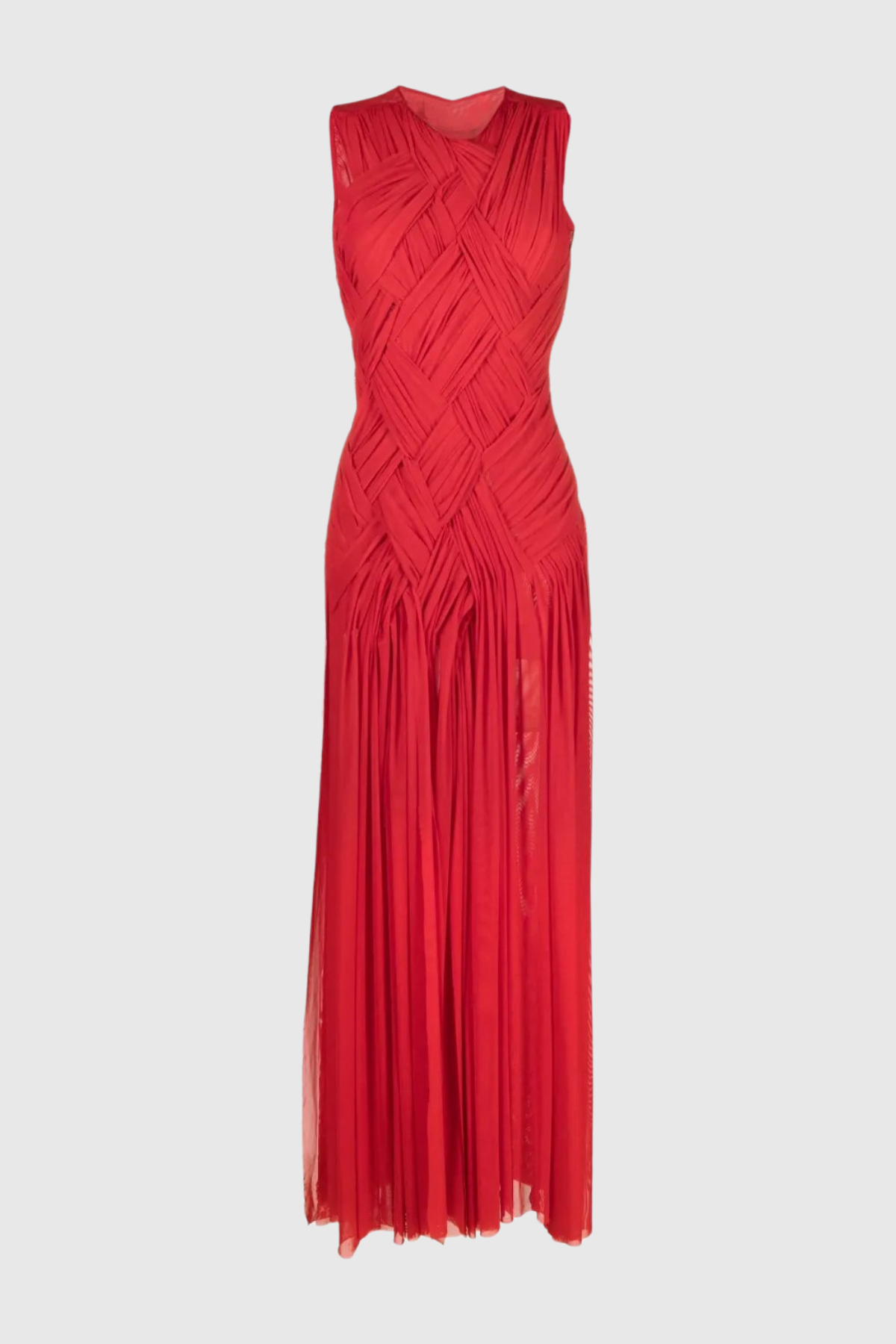 Gazelle Sleeveless Braid Tulle Maxi Dress - Red