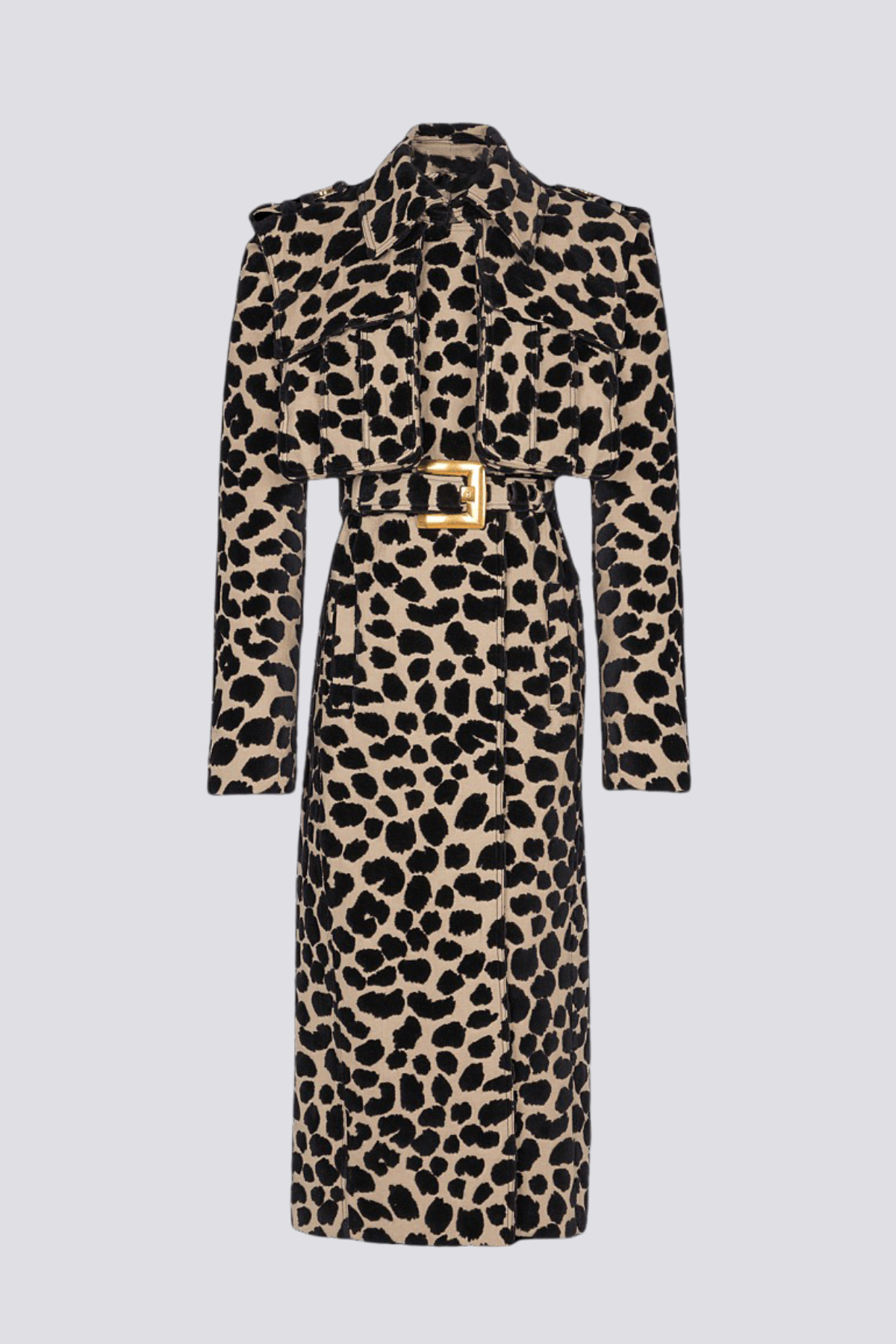 Gotaya Leopard Belted Trench Coat