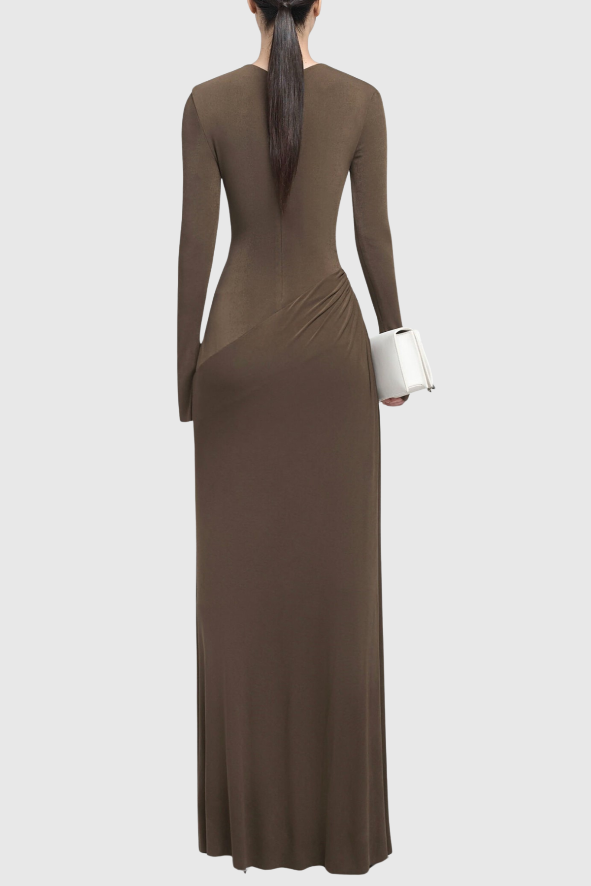 Katina Ruched Maxi Dress - Brown