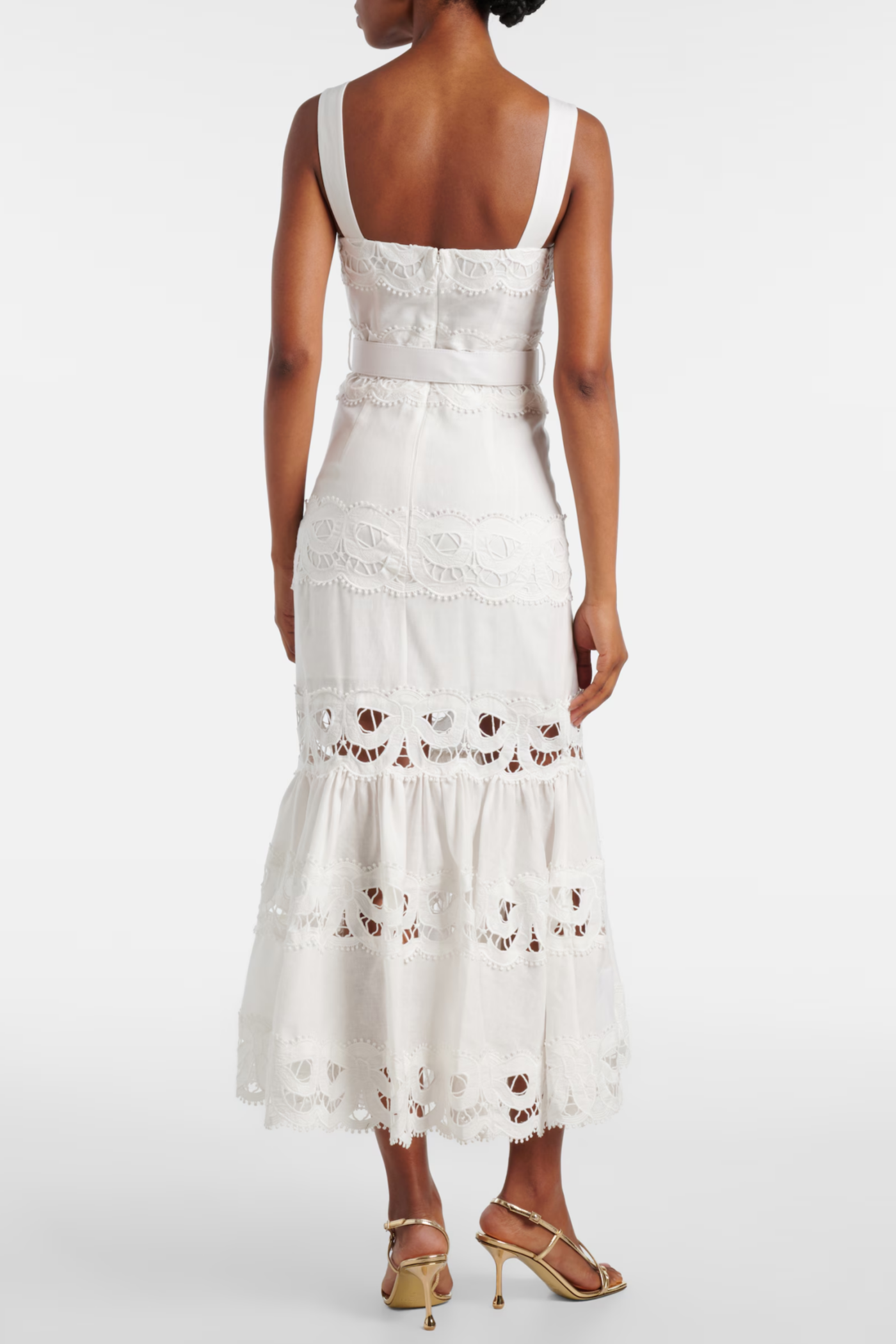 Keane Lace Insert Belted Midi Dress
