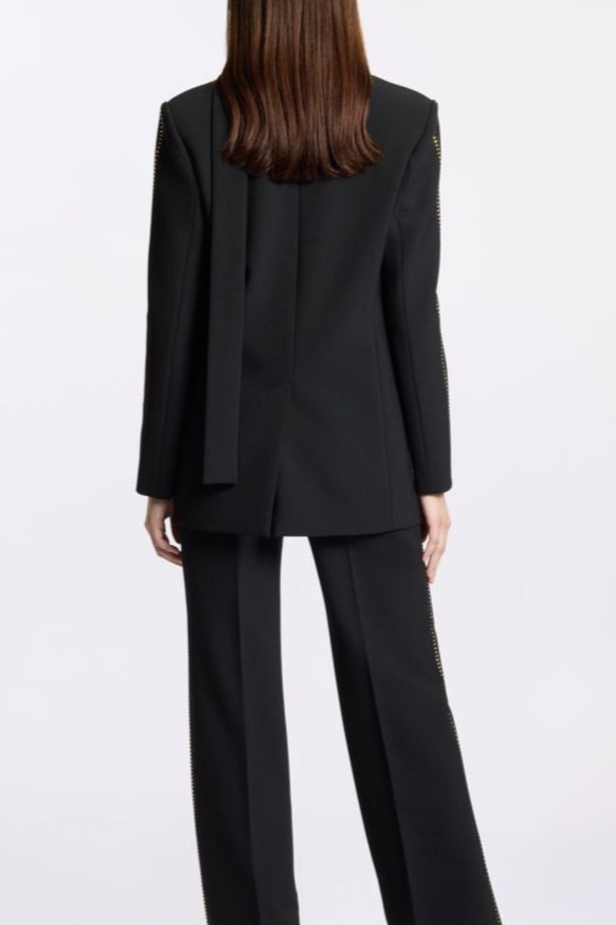 Ophelia Scarf-Detailed Blazer Set - Black