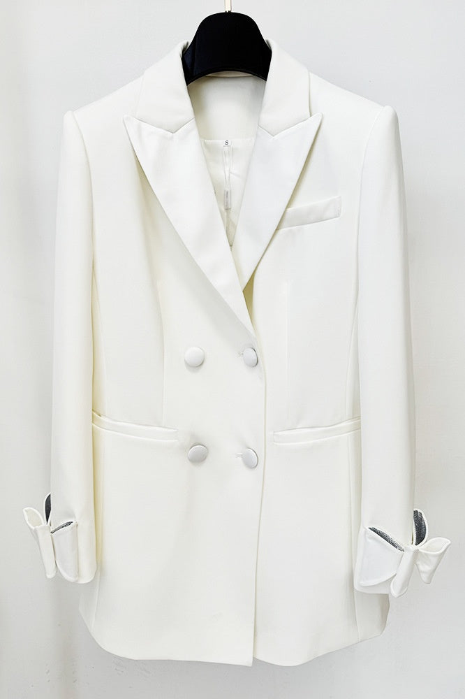 Pipa Crystal Bow-detail Blazer Dress - White