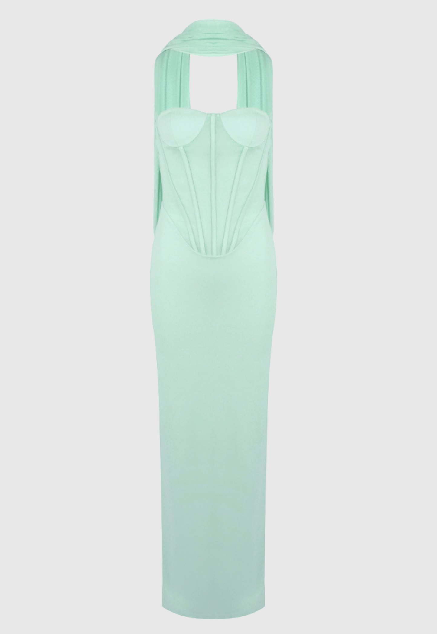 Ramire Strapless Mesh Scarf Corset Maxi Dress