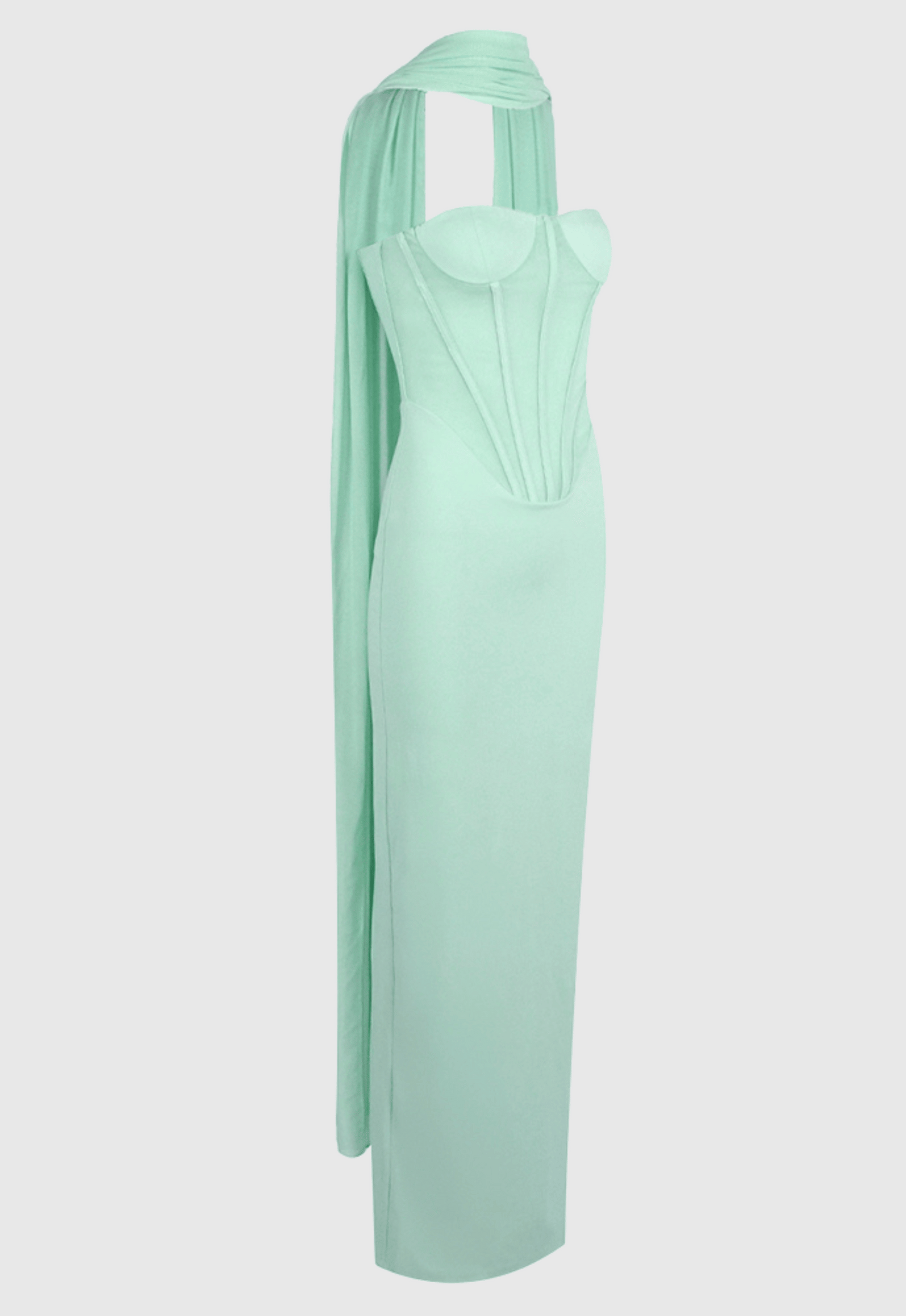 Ramire Strapless Mesh Scarf Corset Maxi Dress
