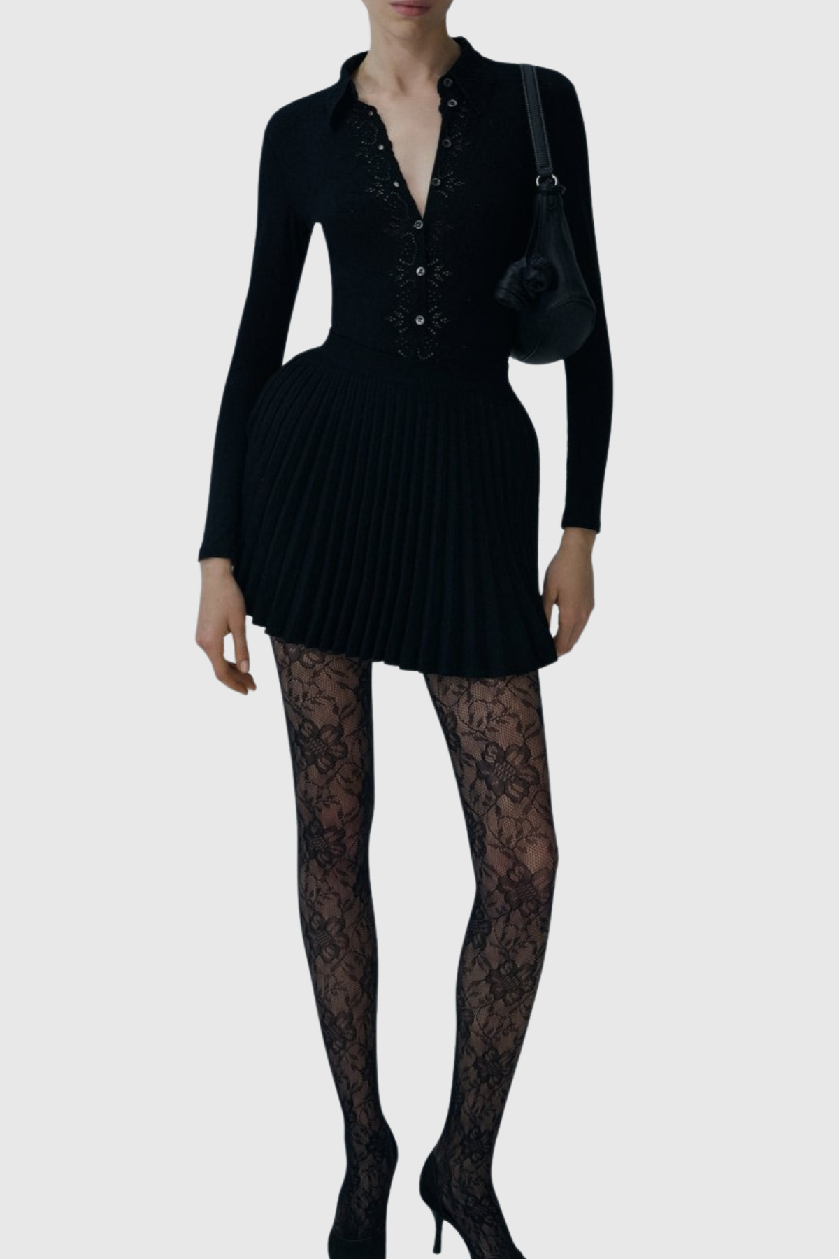 Simra Embroidered Bodysuit - Black