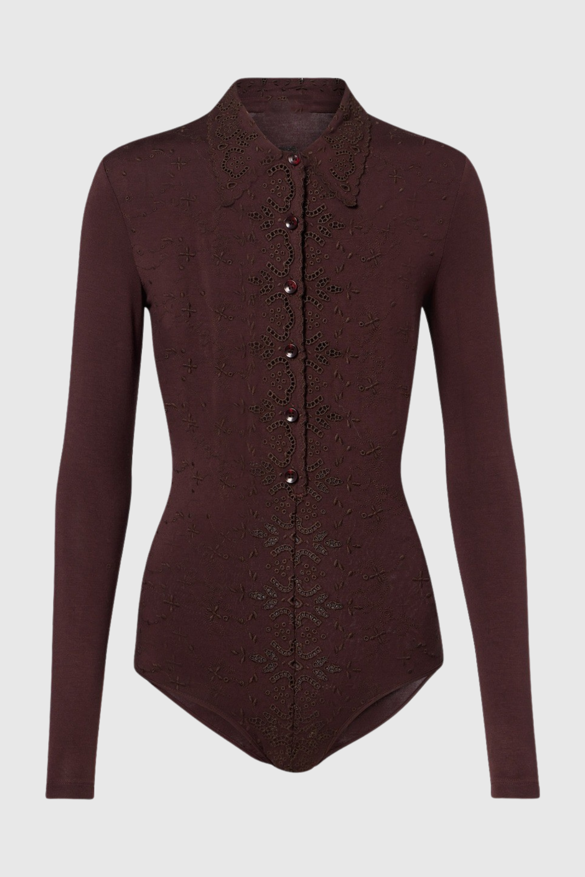 Simra Embroidered Bodysuit - Brown