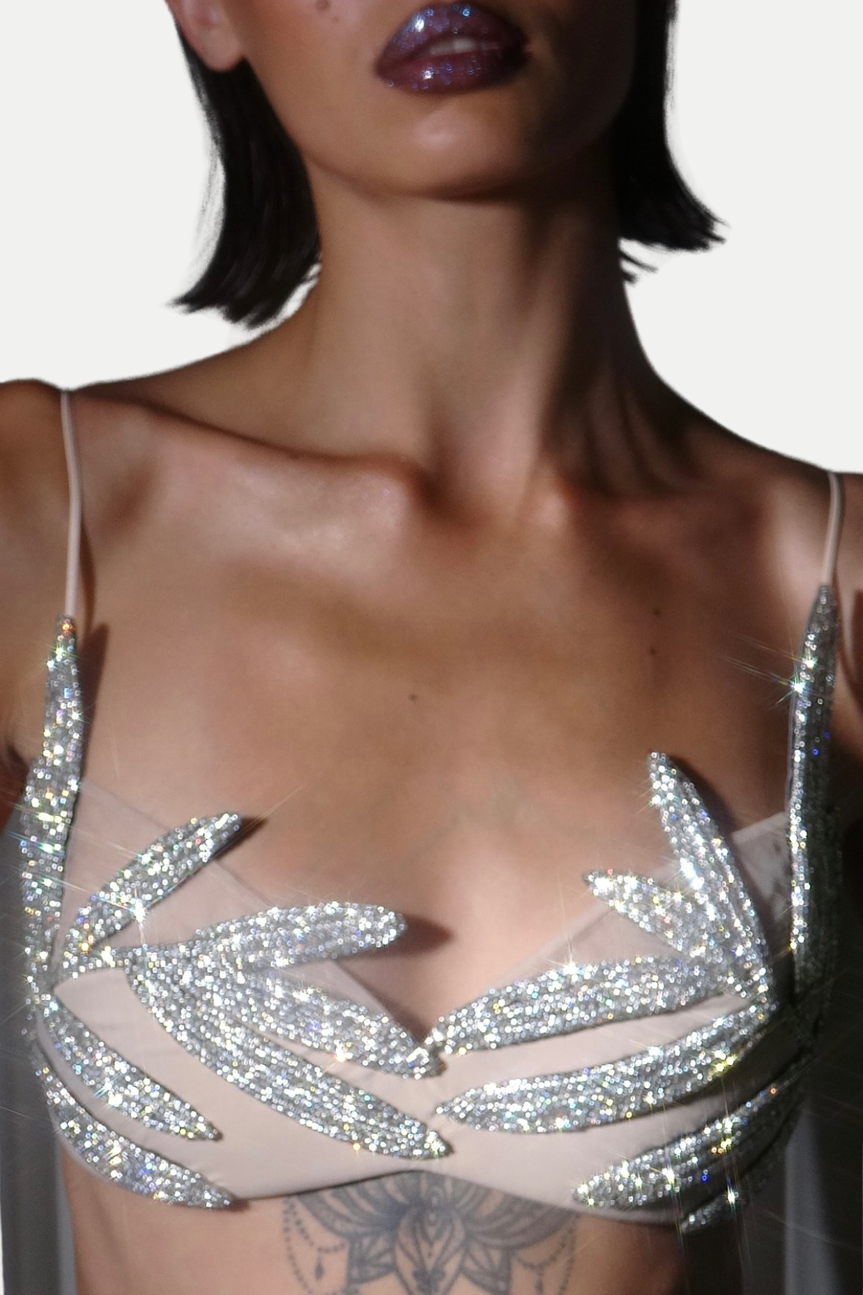 Vieby Leaf Crystal Bralette - Apricot