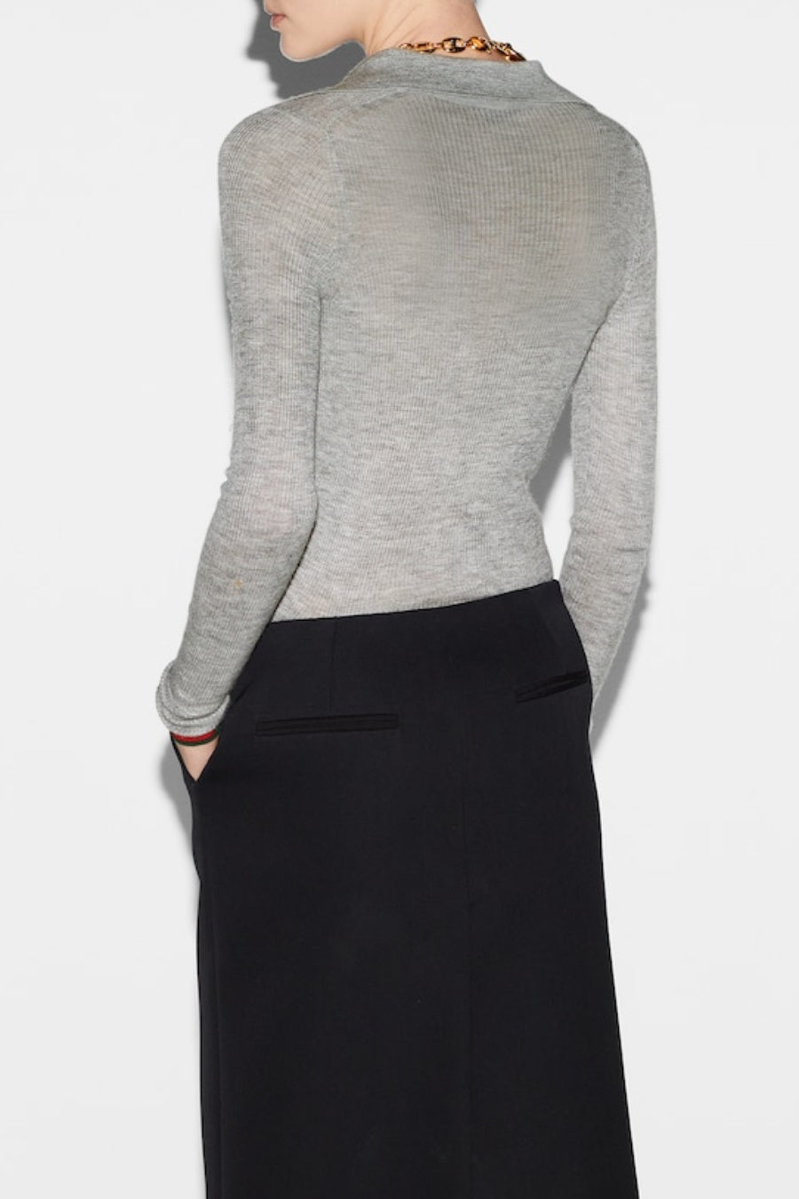 Zana Ribbed-knit Polo Top