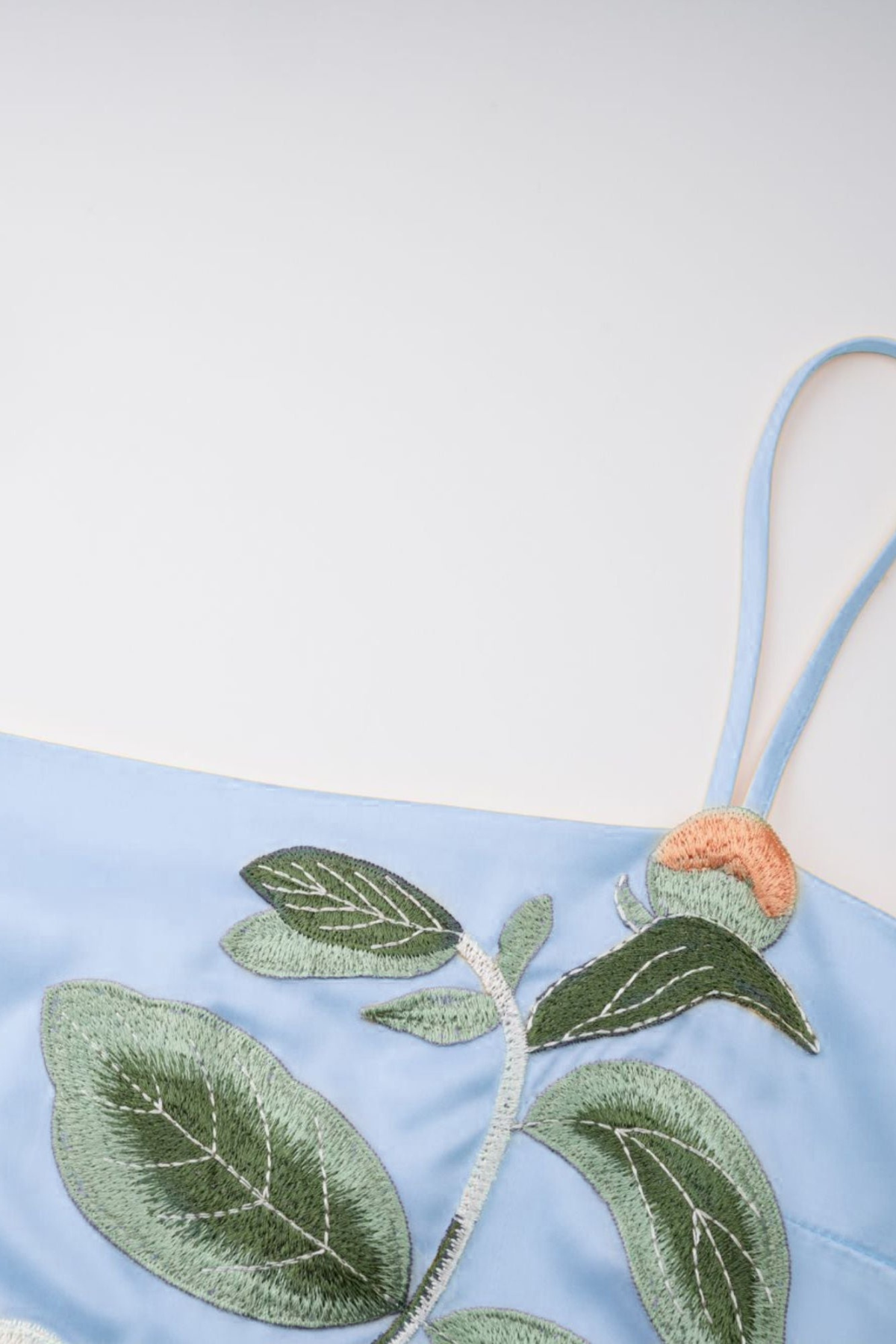 Zaniah Floral Embroidered Satin Mini Dress - Blue