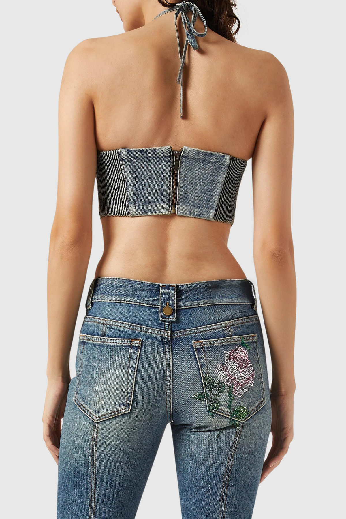 Kyra Halter Denim Top