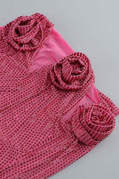 Khloe Crystal Flower Two Piece Set - Pink