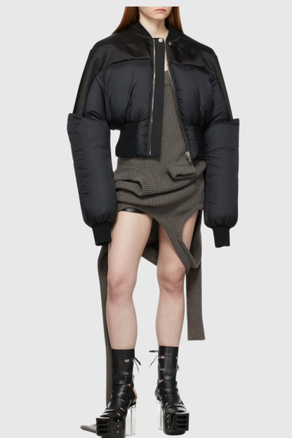 Scoro Cropped Bomber Jacket  - Black