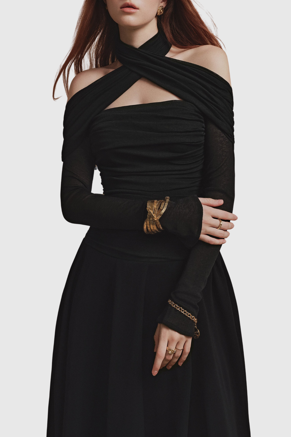 Abelia Halter Ruched Maxi Dress