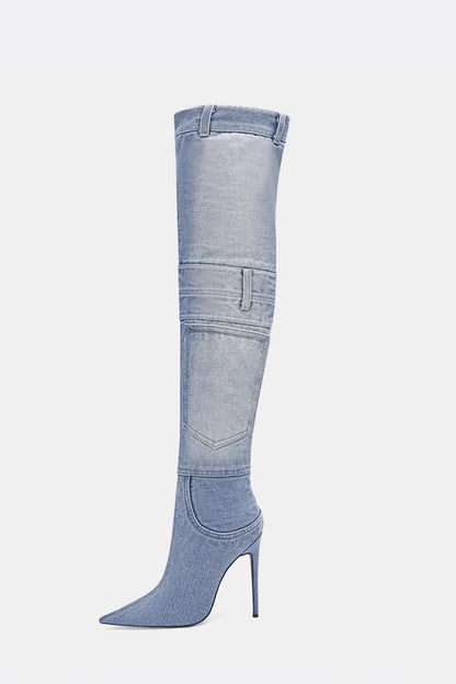 Abhay High Heel Denim Boots