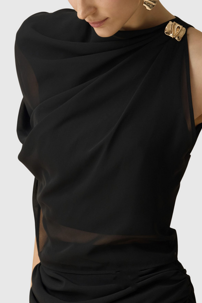 Abilene Asymmetrical Ruched Top & Skirt Set