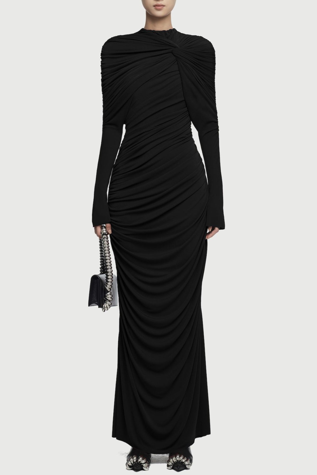 Alaire Knot Draped Maxi Dress - Black