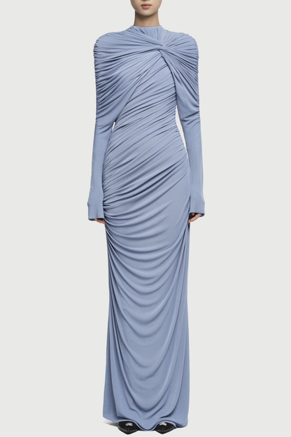 Alaire Knot Draped Maxi Dress - Blue