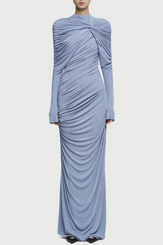 Alaire Knot Draped Maxi Dress - Blue