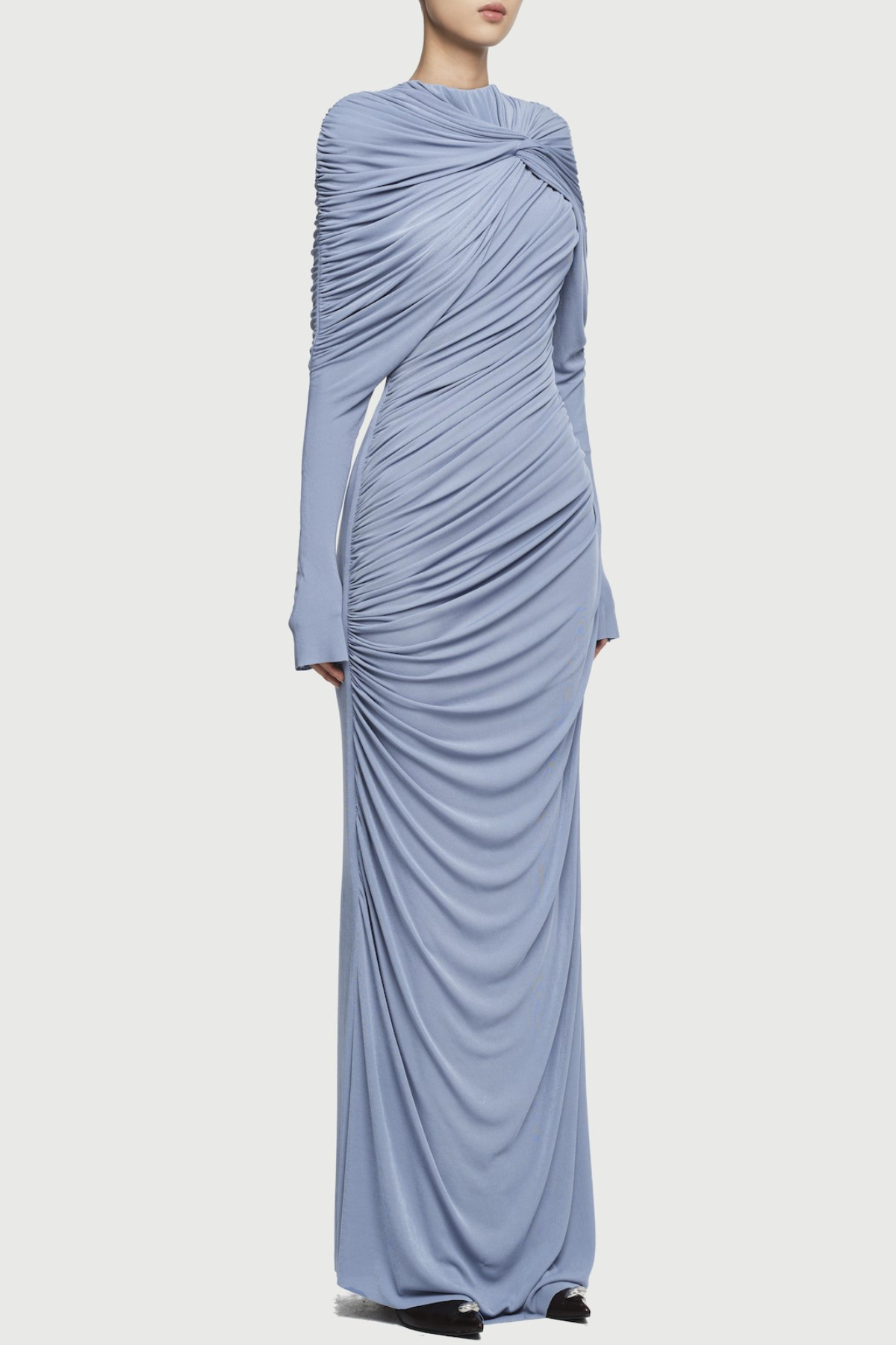 Alaire Knot Draped Maxi Dress - Blue
