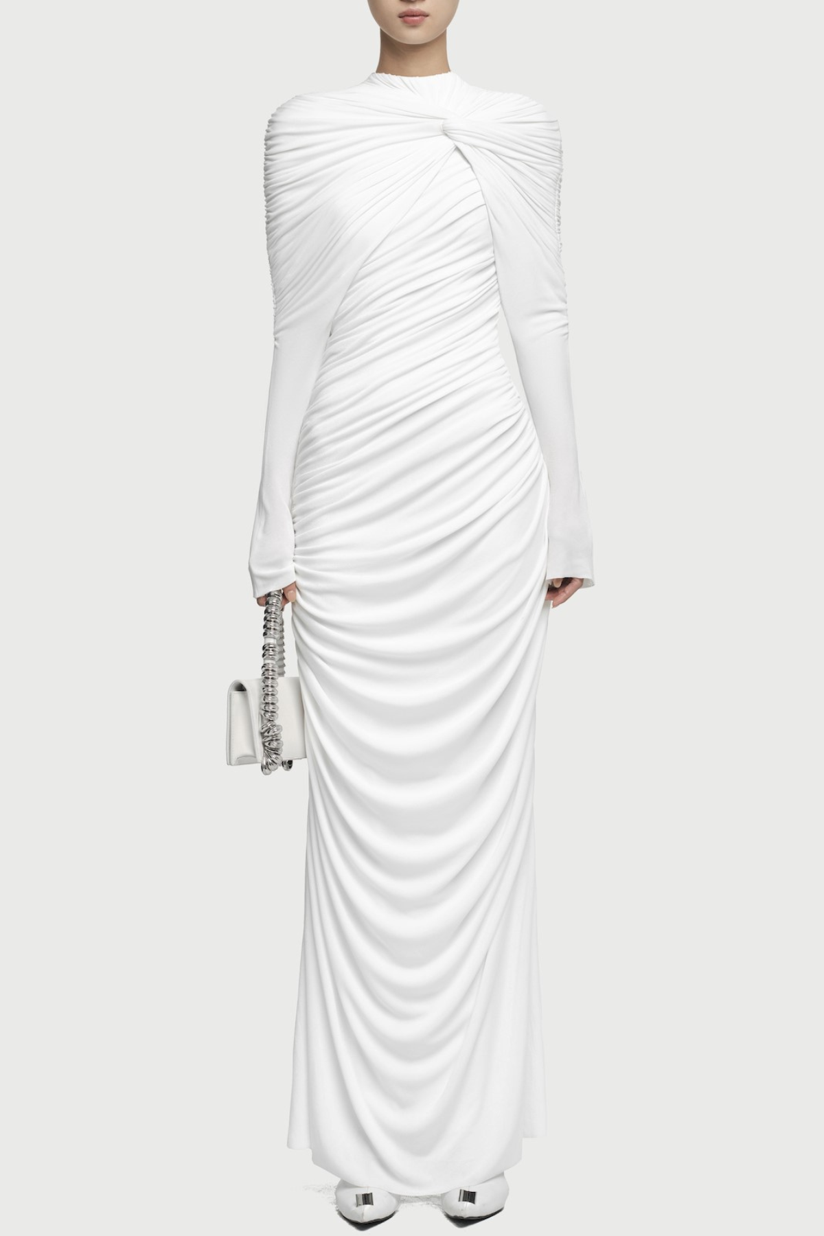 Alaire Knot Draped Maxi Dress - White