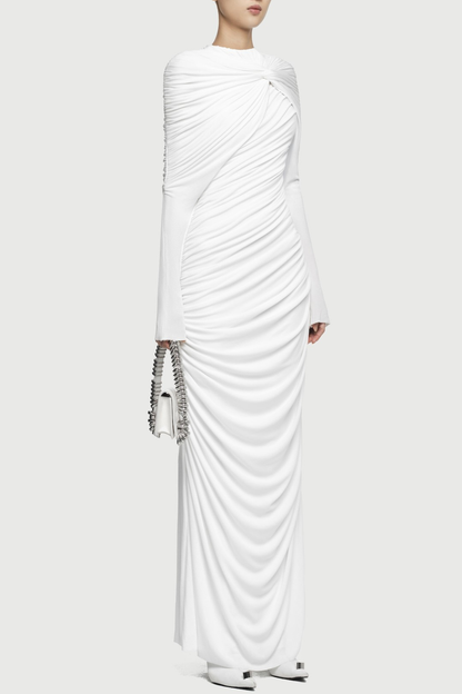 Alaire Knot Draped Maxi Dress - White