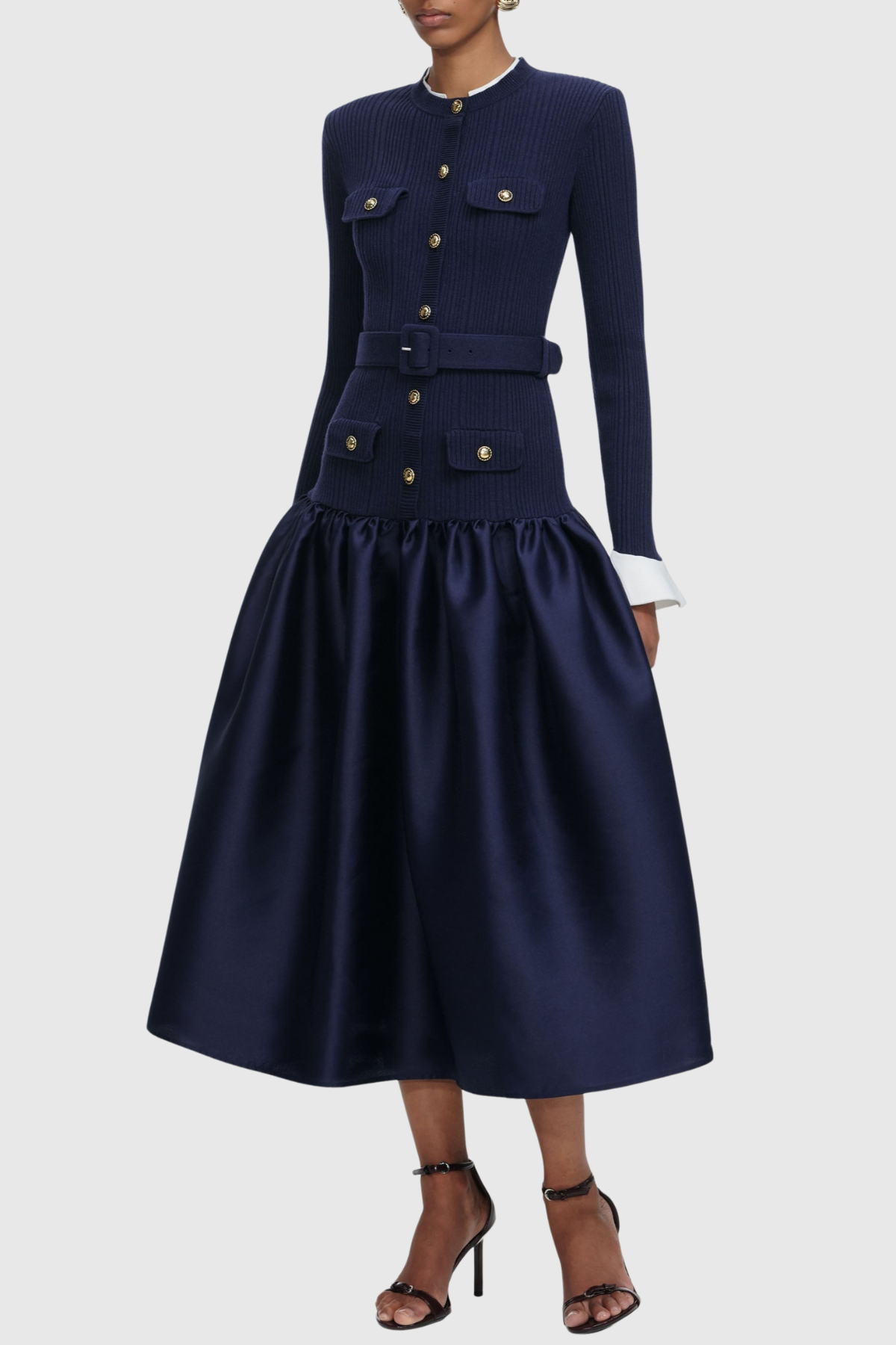 Alioth Belted Knit Midi Dress