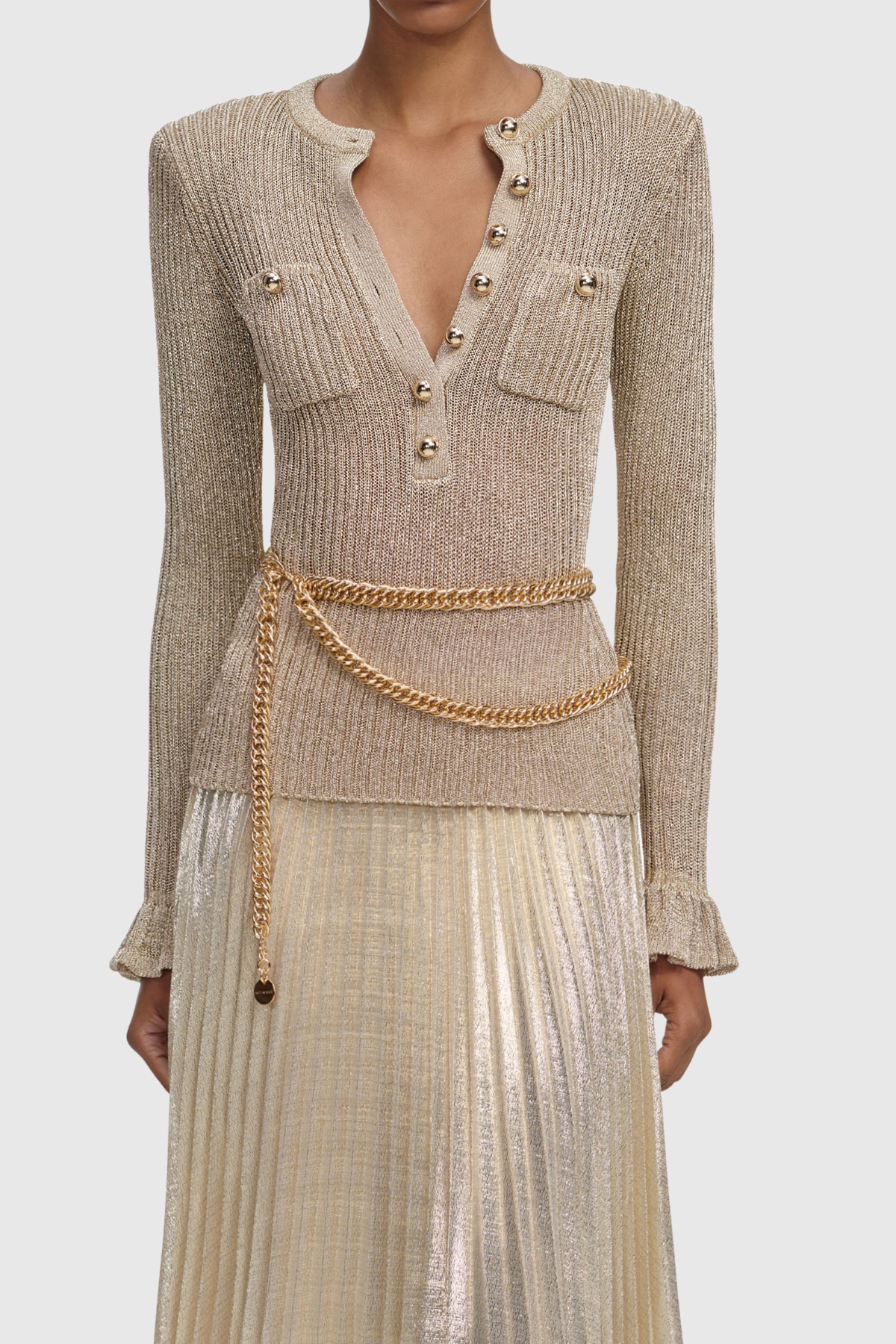 Alisha Ribbed Knit Pleated Maxi Dress