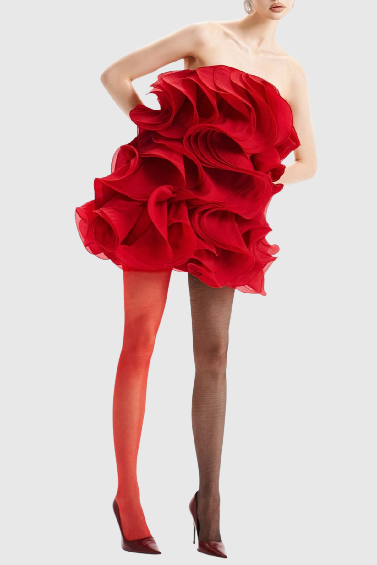 Almira Layered Ruffle Mini Dress - Red