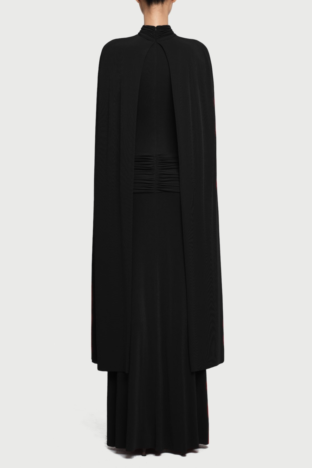 Amalia Ruched Shawl Maxi Dress - Black