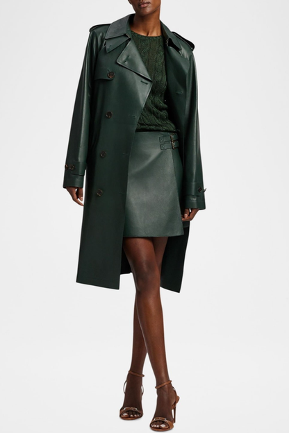 Aocoa Leather Trench Coat