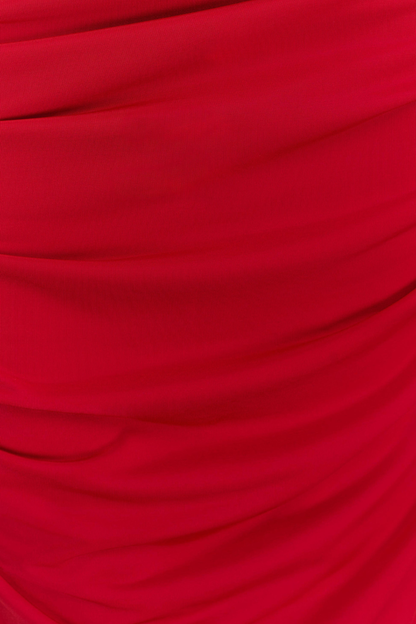 Arta Asymmetrical Ruched Maxi Dress - Red