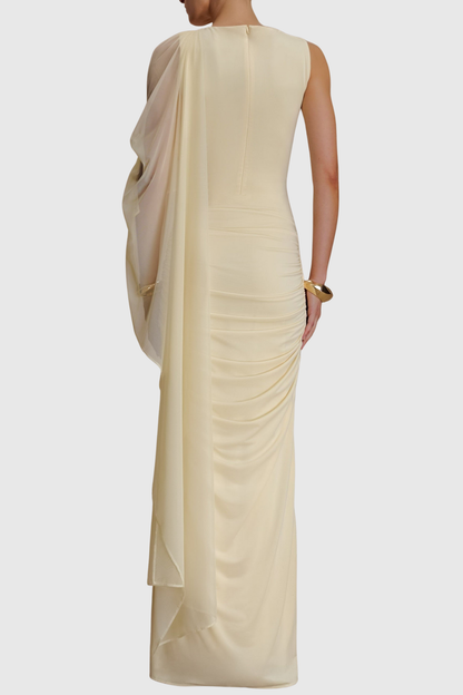 Arta Asymmetrical Ruched Maxi Dress - Yellow