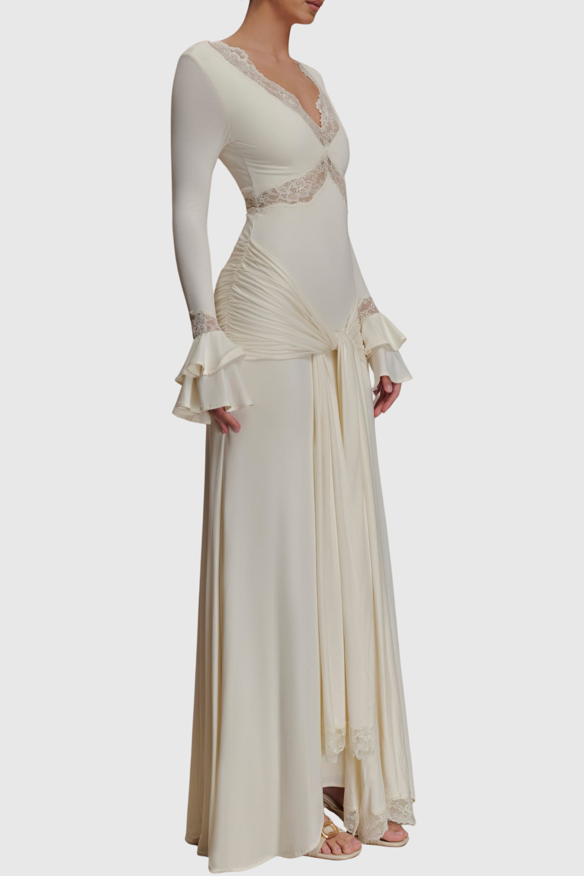 Bechette Lace Draped Maxi Dress