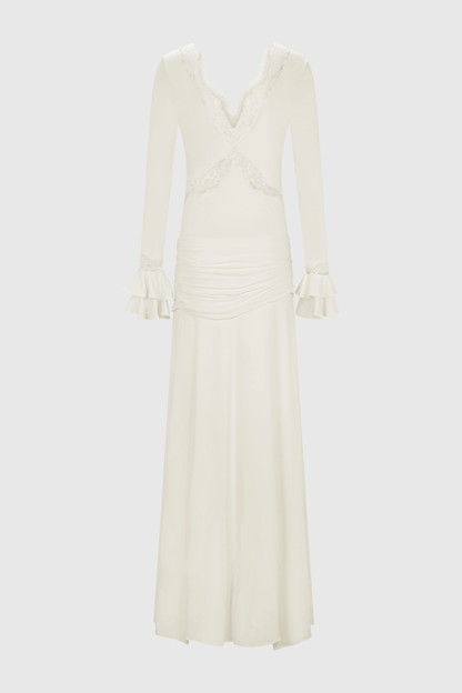 Bechette Lace Draped Maxi Dress