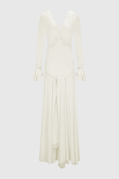 Bechette Lace Draped Maxi Dress