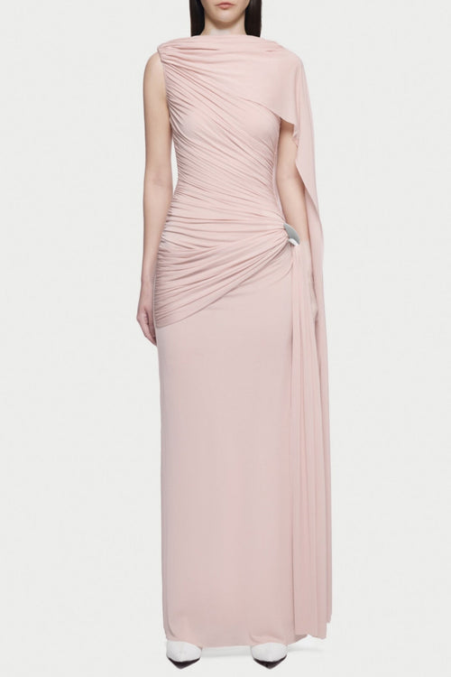 Betsey Asymmetrical Sleeveless Ruched Maxi Dress - Pink