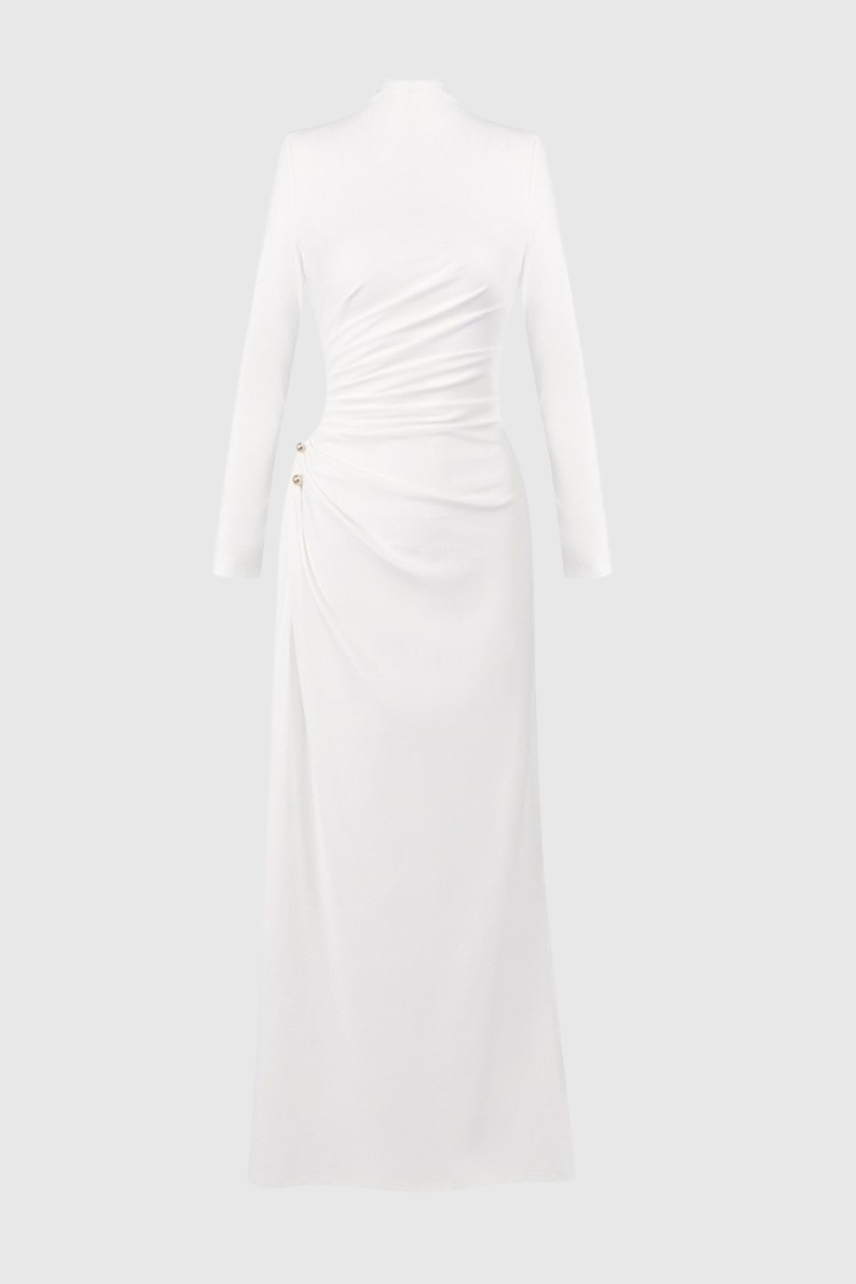 Binna Ruched Long Sleeve Split Maxi Dress