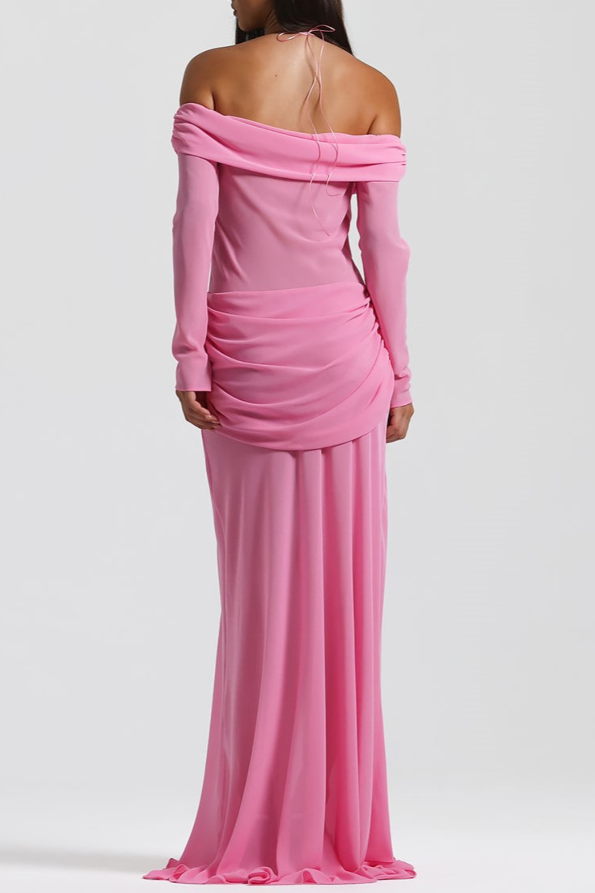 Burra Off Shoulder Knot Cutout Maxi Dress - Pink
